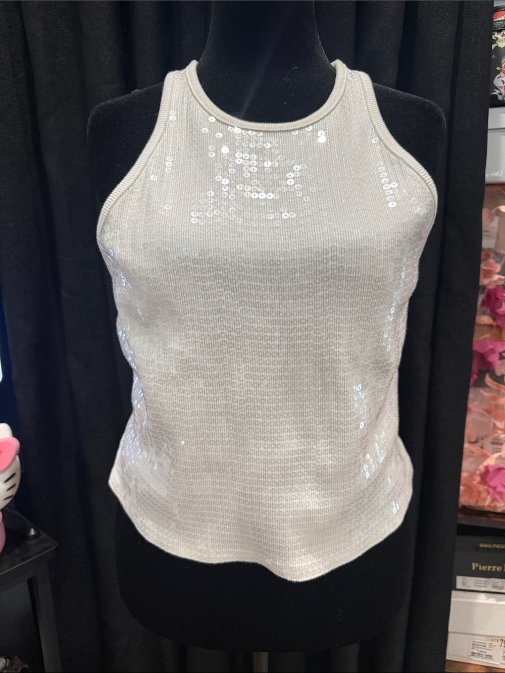 Express Silver Sequin Racerback Tank